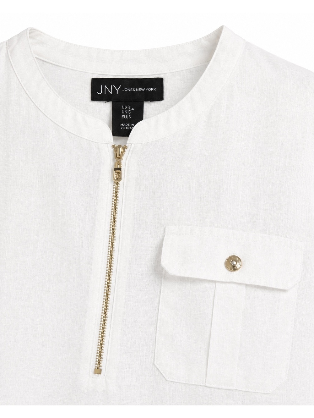 Jones New York White 100% Linen High-Low Zip Tunic Top Large - Picture 5 of 8
